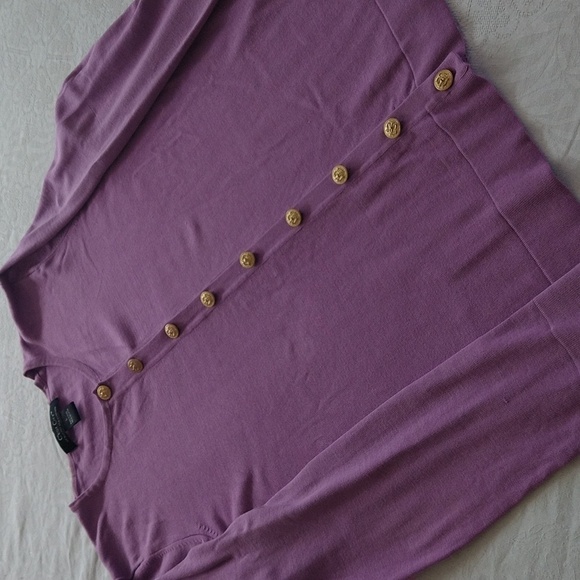 C'est city orchid purple cardigan minimal gold buttons large - Picture 6 of 12